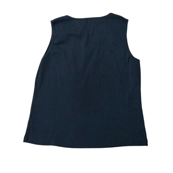 Chicos Black Sleeveless V-Neck Ruched Top With Lace Trim Size XL - Picture 4 of 5